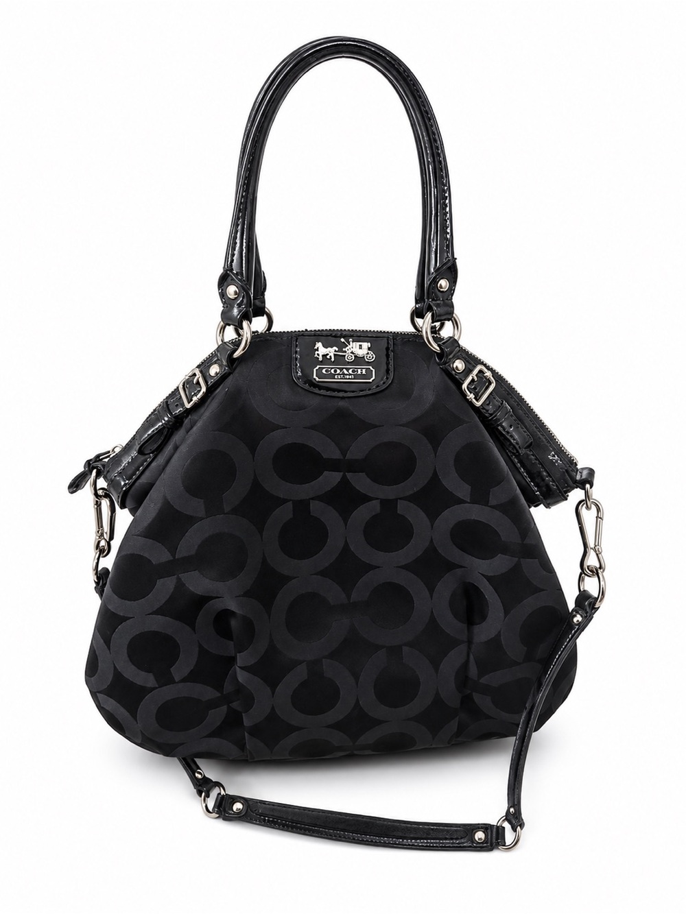 Coach Black Signature Logo Dome Satchel